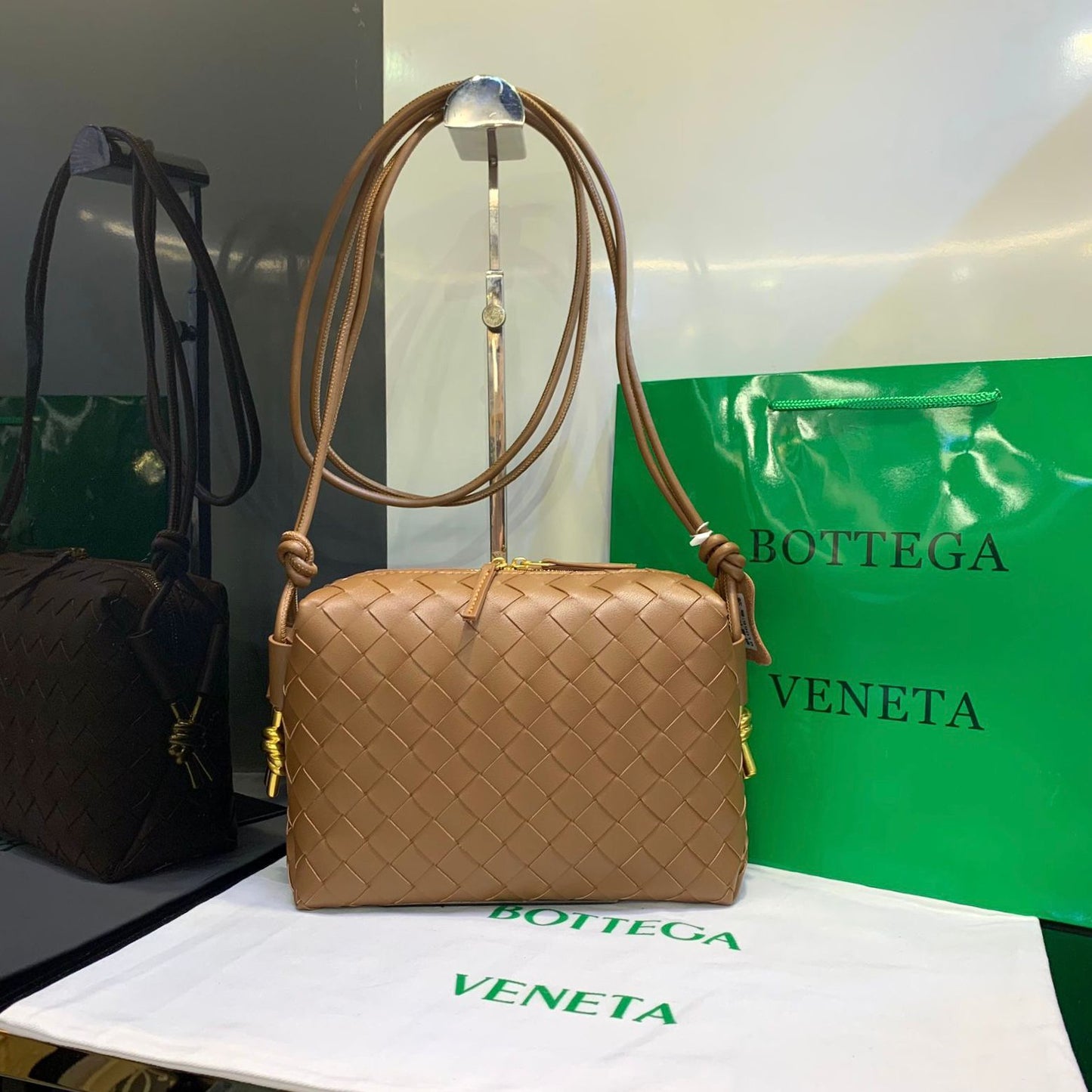 Mini Loop Crossbody in Intrecciato Leather Bag