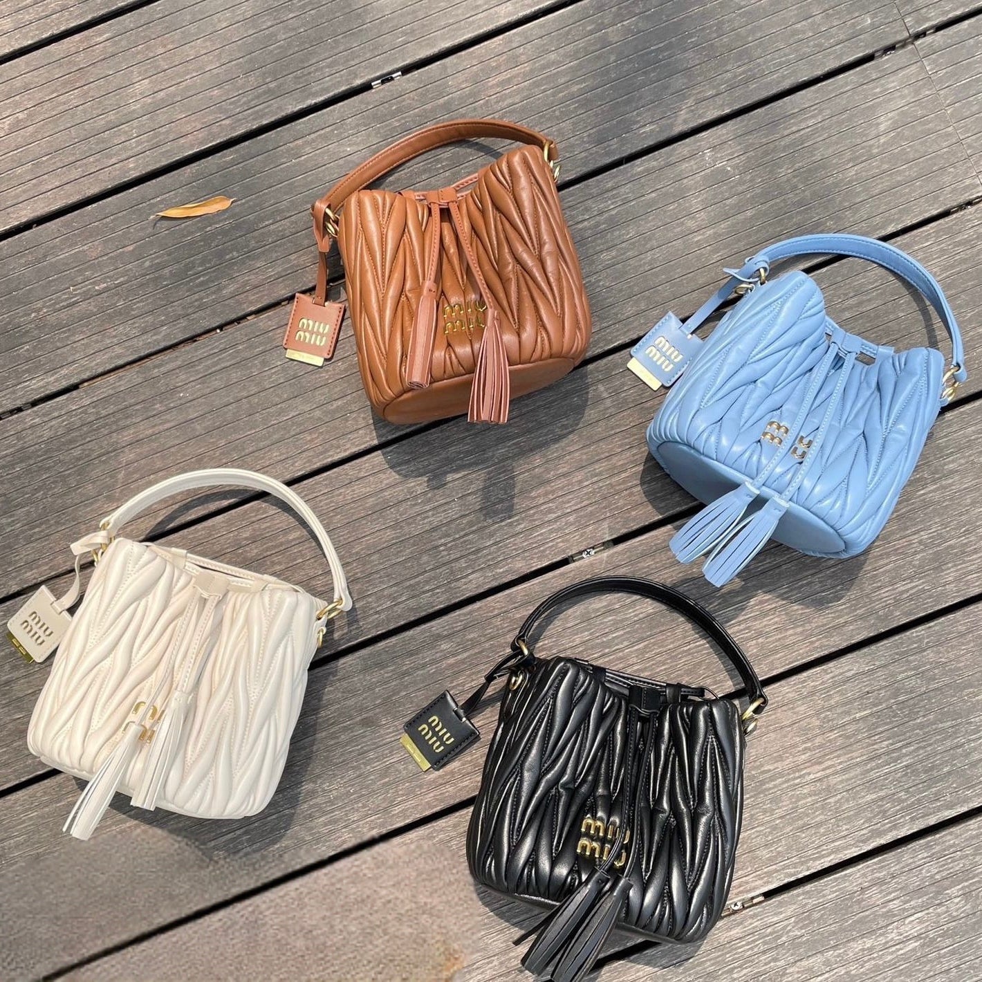 Matelassé Bappa Leather Bucket Bag