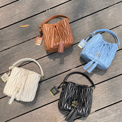 Matelassé Bappa Leather Bucket Bag