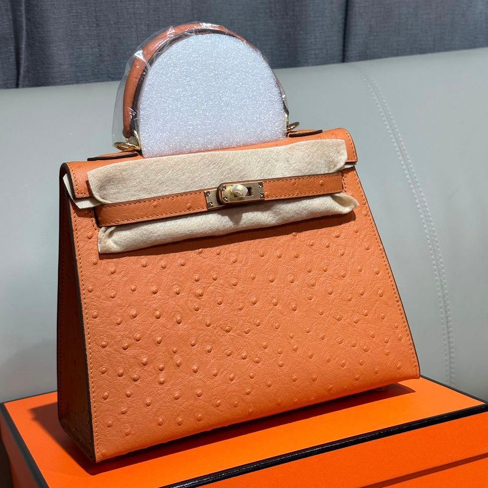 Medium Kelly Ostrich Bag