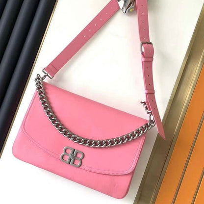 large BB Soft Flap Leather Shoulder Bag