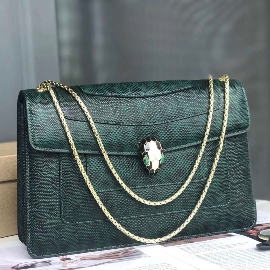 Serpenti Forever East-West Shoulder Snake Leather Bag