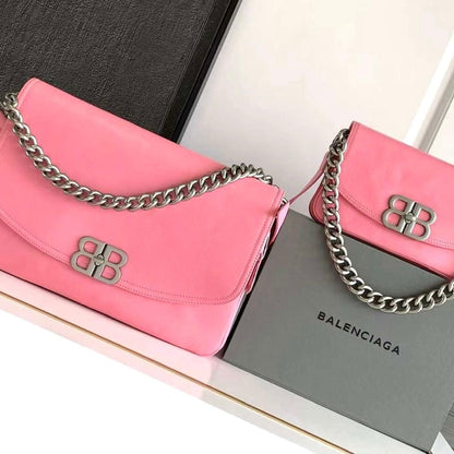 large BB Soft Flap Leather Shoulder Bag