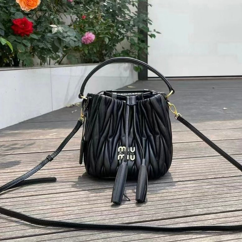 Matelassé Bappa Leather Bucket Bag