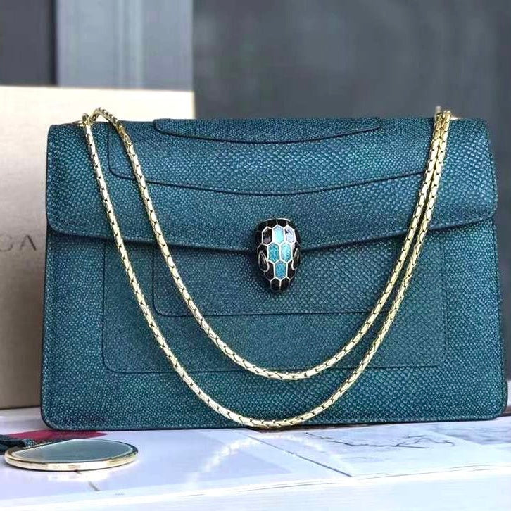 Serpenti Forever East-West Shoulder Snake Leather Bag