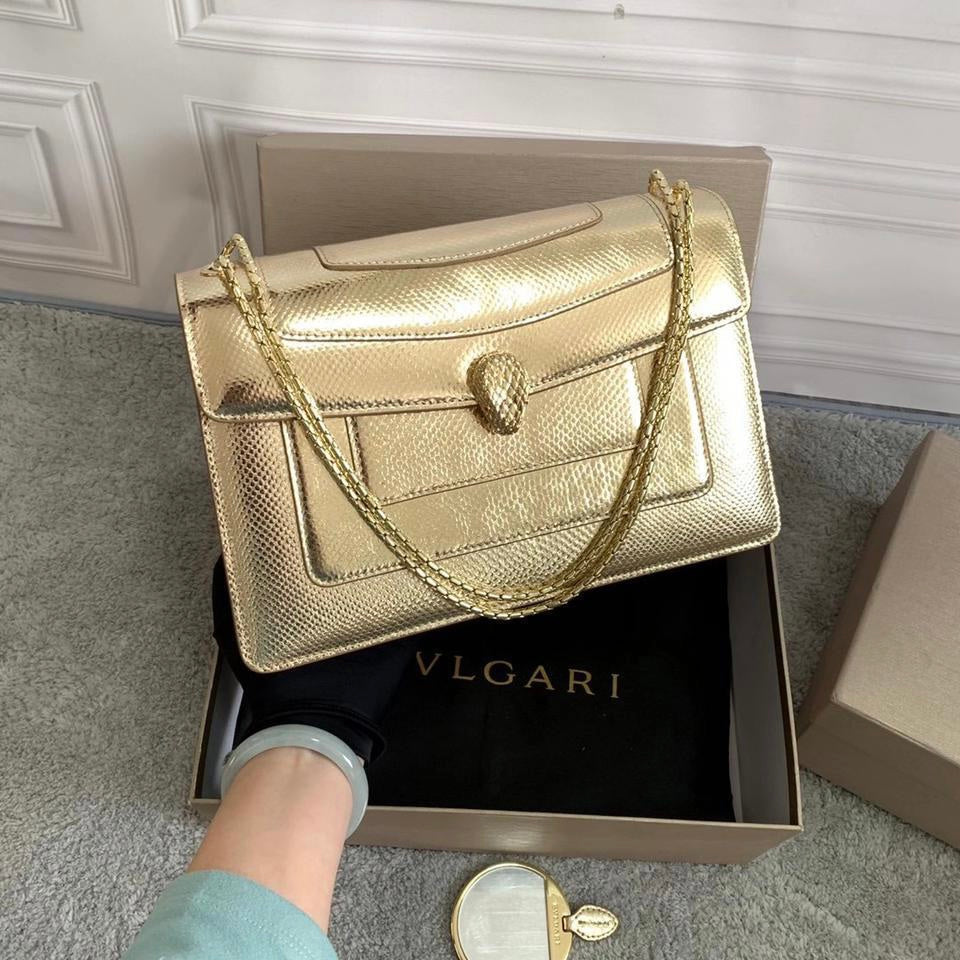 Serpenti Forever East-West Shoulder Snake Leather Bag