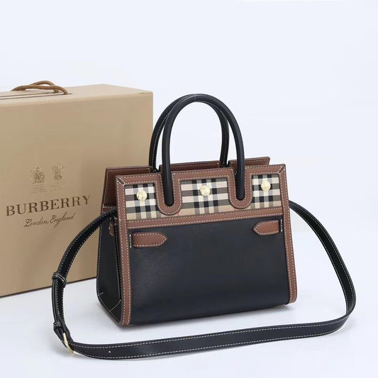Mini Tote Leather and Vintage Check Bag