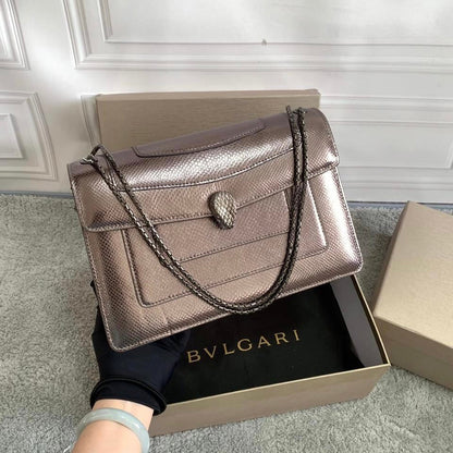 Serpenti Forever East-West Shoulder Snake Leather Bag