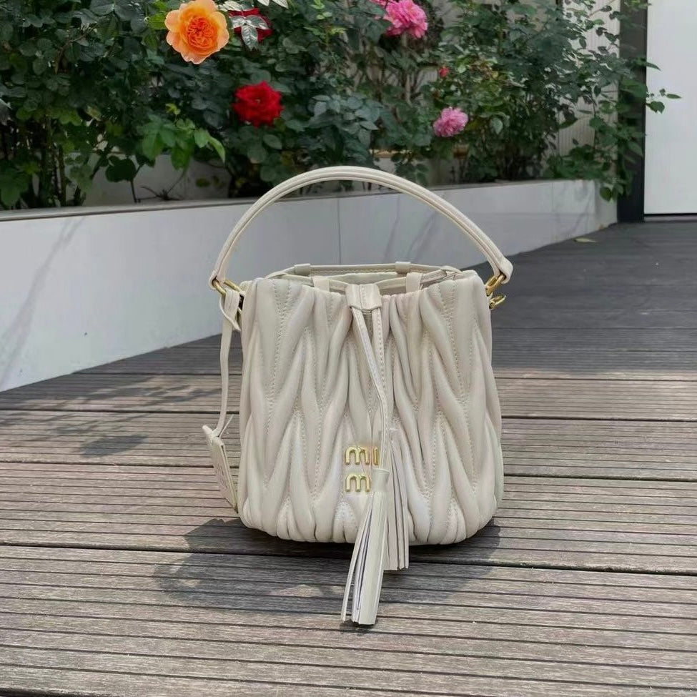 Matelassé Bappa Leather Bucket Bag