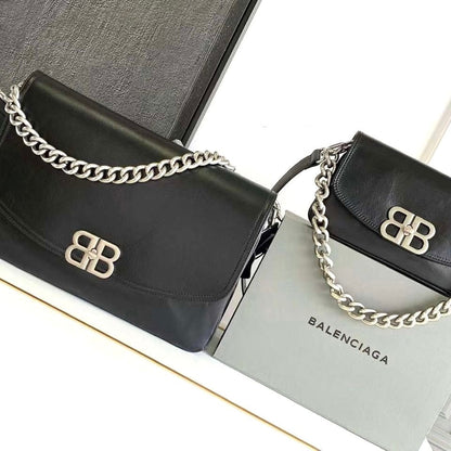 large BB Soft Flap Leather Shoulder Bag