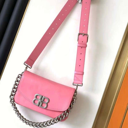 large BB Soft Flap Leather Shoulder Bag