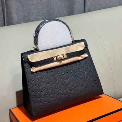 Medium Kelly Ostrich Bag