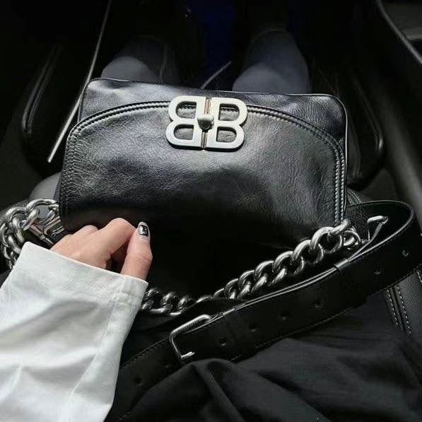 large BB Soft Flap Leather Shoulder Bag