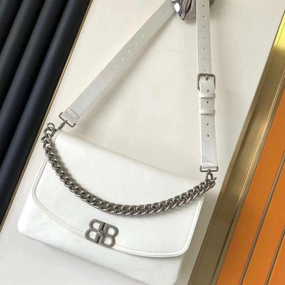 large BB Soft Flap Leather Shoulder Bag