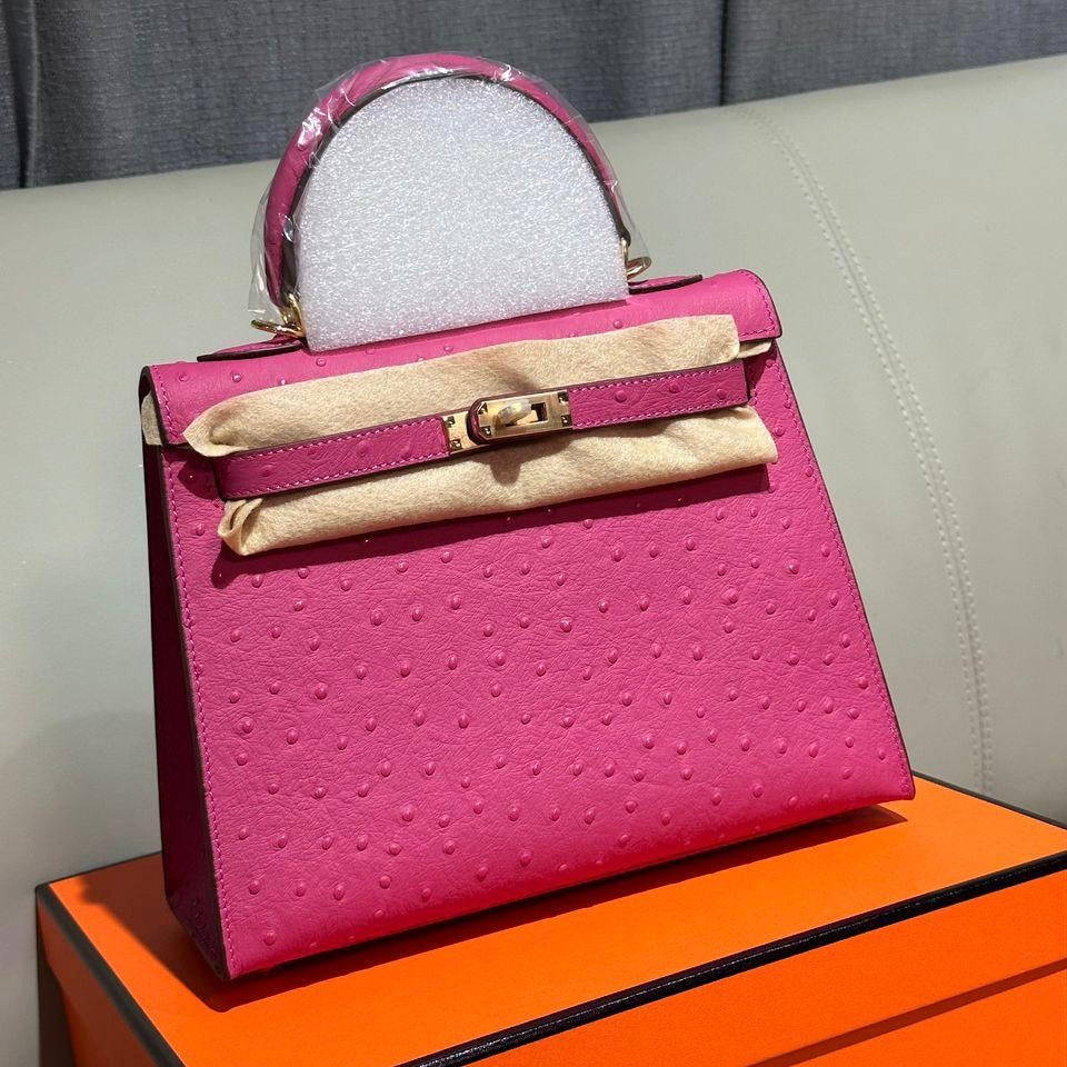 Medium Kelly Ostrich Bag