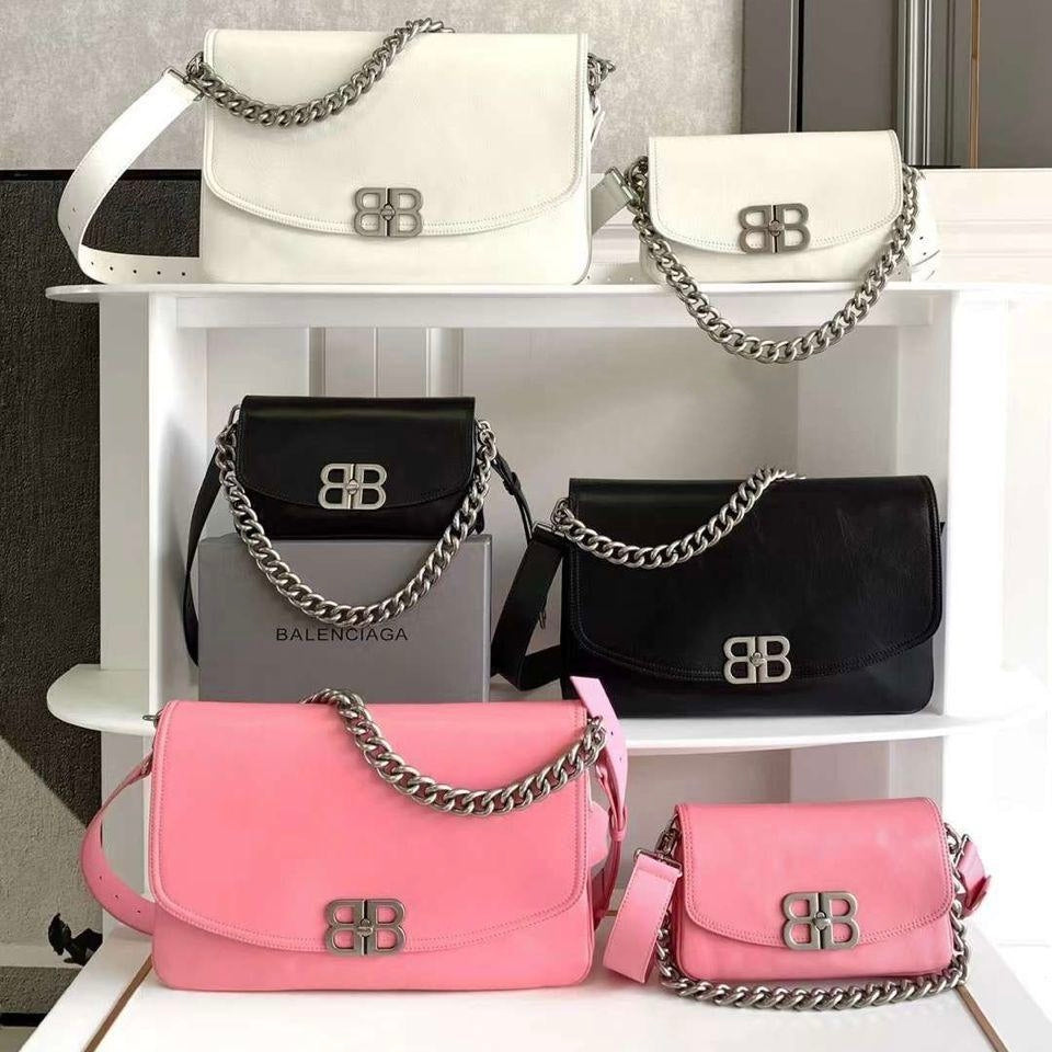 large BB Soft Flap Leather Shoulder Bag